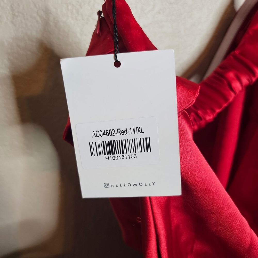 NWT Hello Molly Coolness Calling Red Satin Strapless Open Back Maxi Dress 10 - Picture 6 of 10